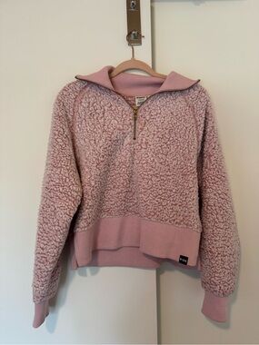 PINK Victoria's Secret Plush Sherpa Half-Zip Pullover in Light Pink